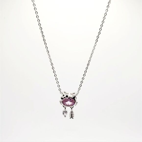 Brand New Hello Kitty Purple Stone Silver Necklace - Picture 4 of 5